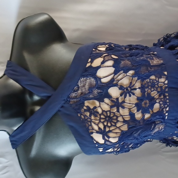 FRANCESCA'S Navy Blue Lace Dress S - Picture 2 of 9